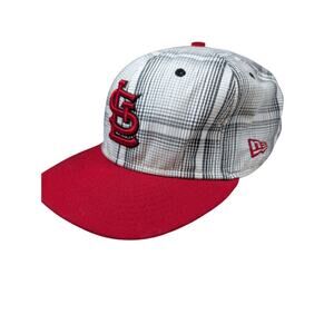 St. Louis Cardinals New Era 59FIFTY Fitted Hat Red Size 7 1/2  Size7.5 Checkered